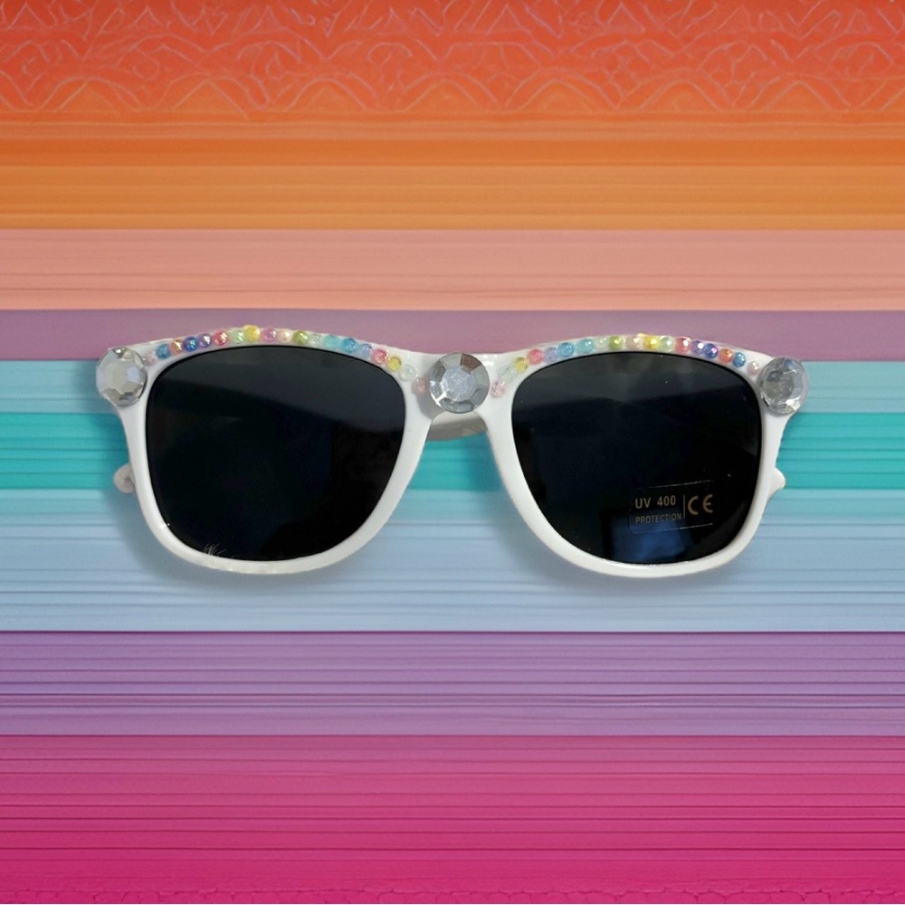 Sunglasses White Designed Rainbow  🌈